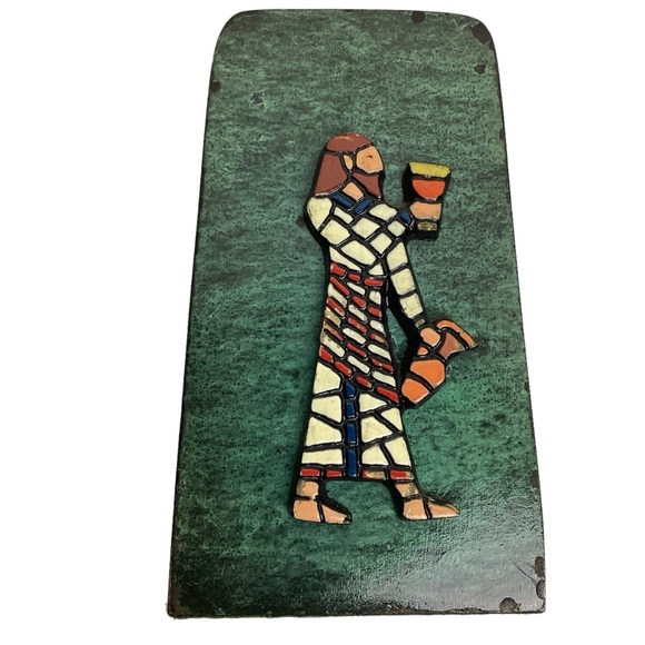 Vintage MCM Dayagi Brass Enamel Mosaic Bookends Made in Israel - Picture 7 of 8